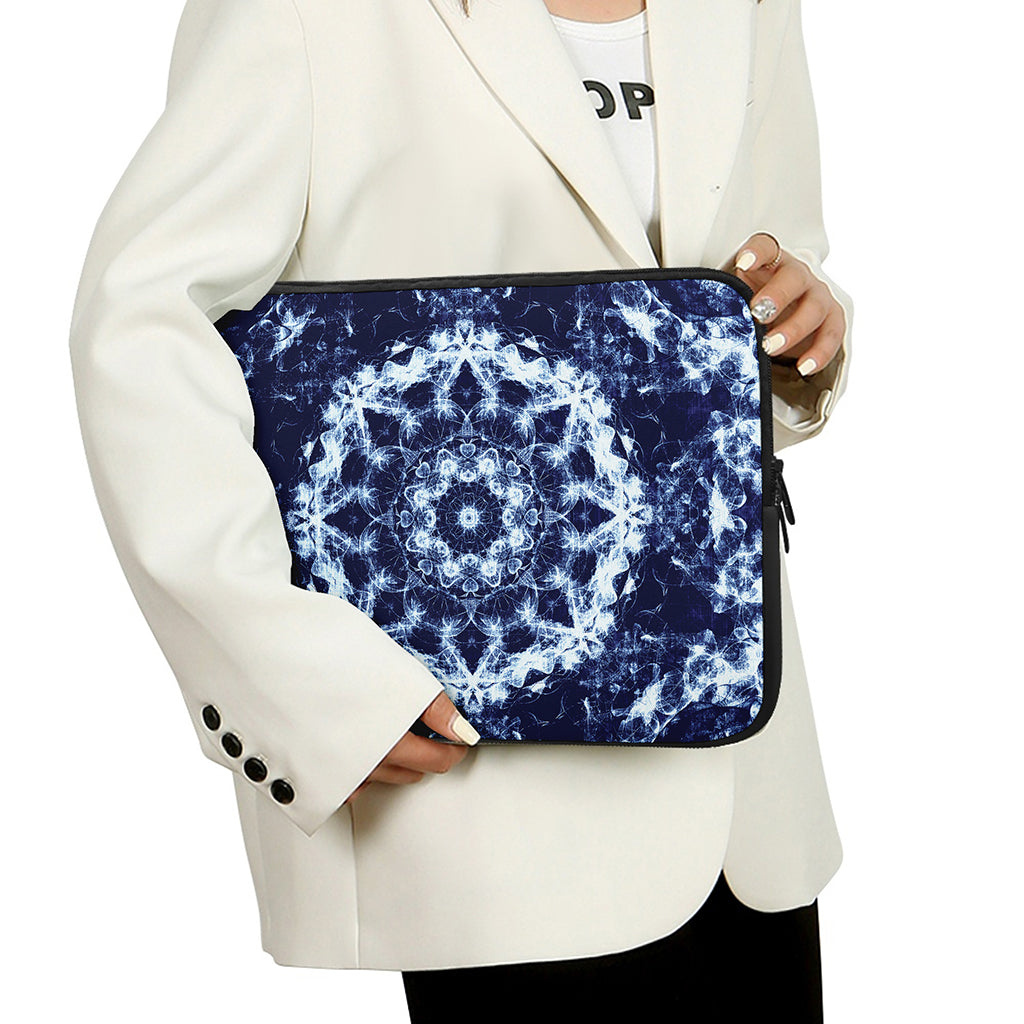 Blue Winter Mandala Print Laptop Sleeve