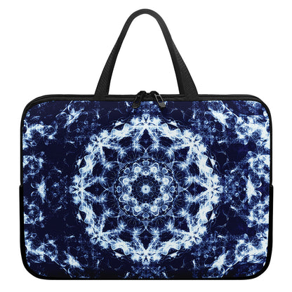 Blue Winter Mandala Print Laptop Sleeve With Handle