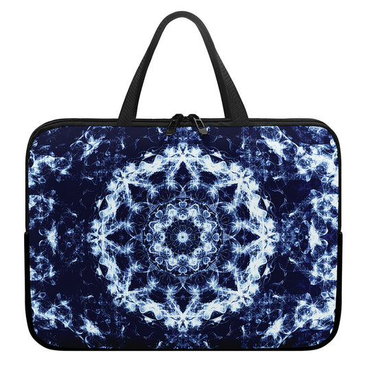 Blue Winter Mandala Print Laptop Sleeve With Handle
