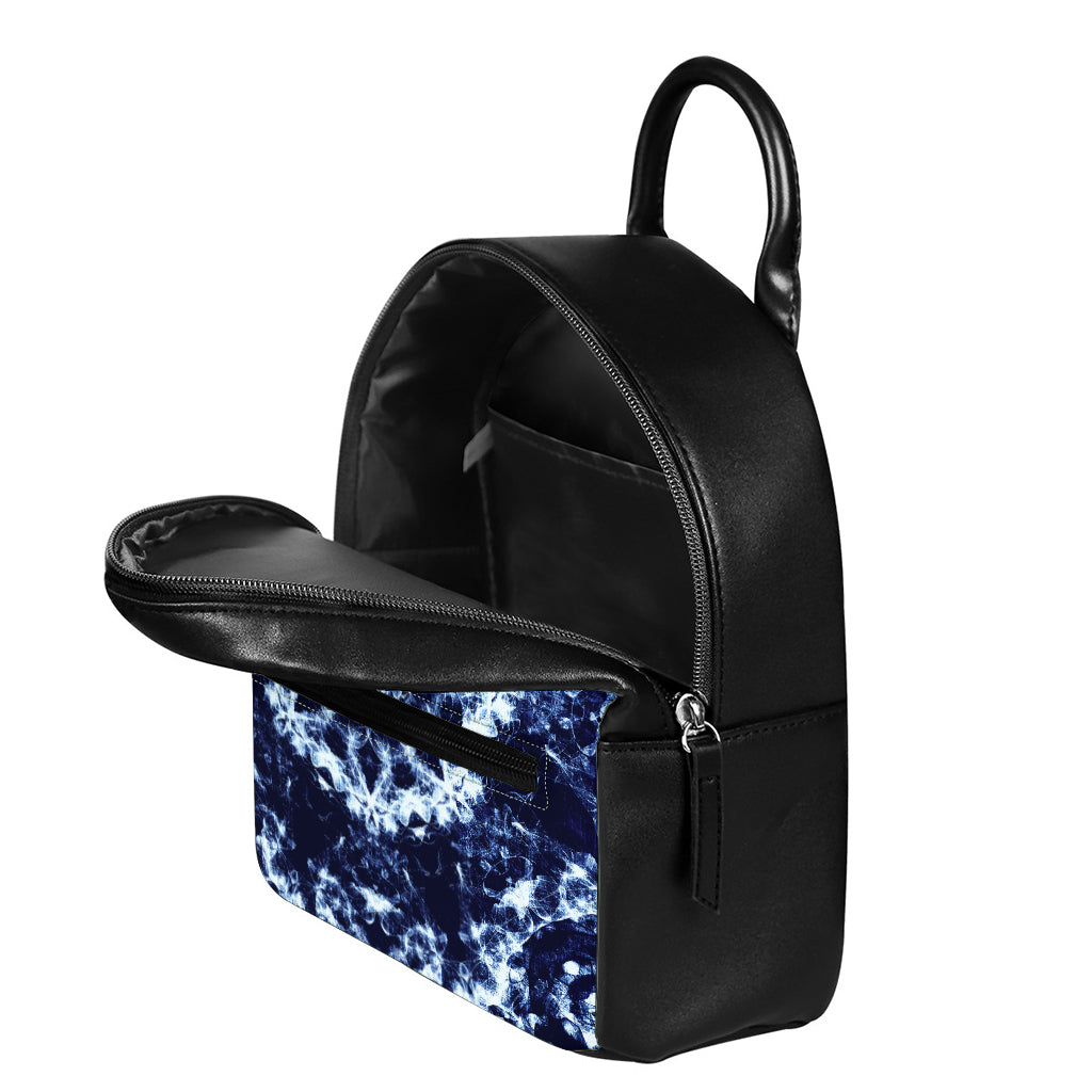 Blue Winter Mandala Print Leather Backpack
