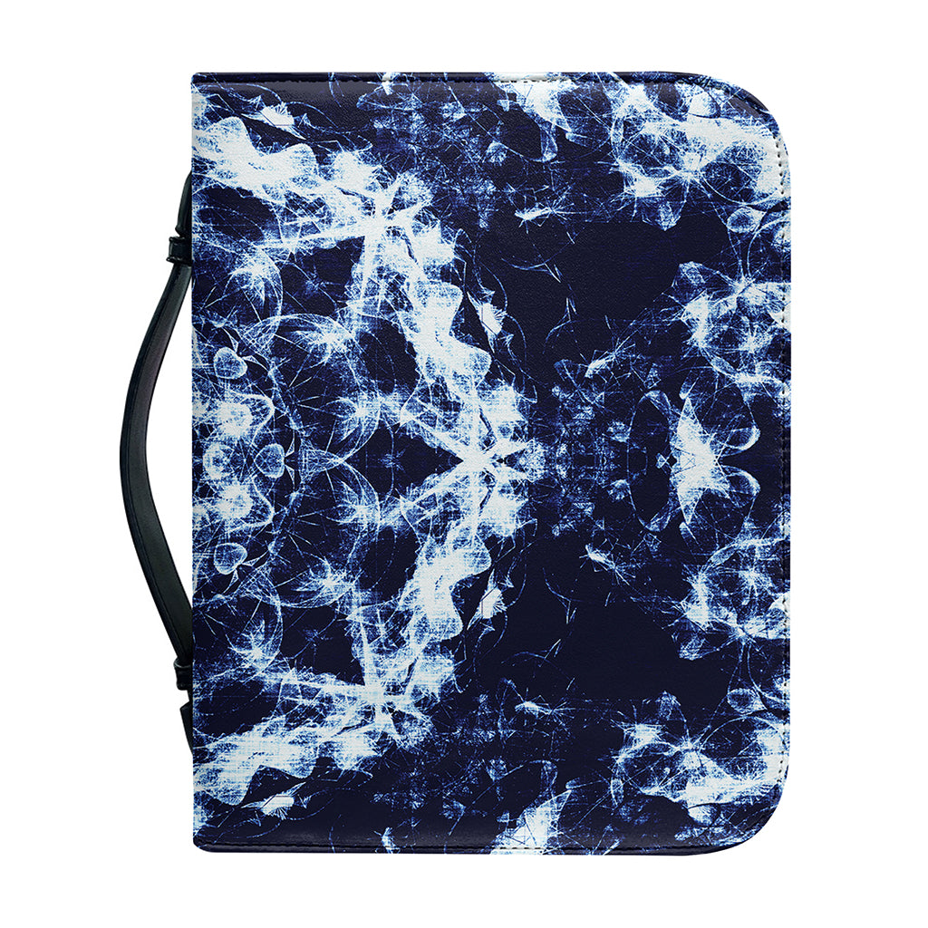Blue Winter Mandala Print Leather Bible Cover