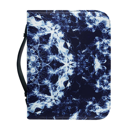 Blue Winter Mandala Print Leather Bible Cover