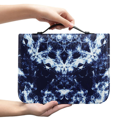 Blue Winter Mandala Print Leather Bible Cover