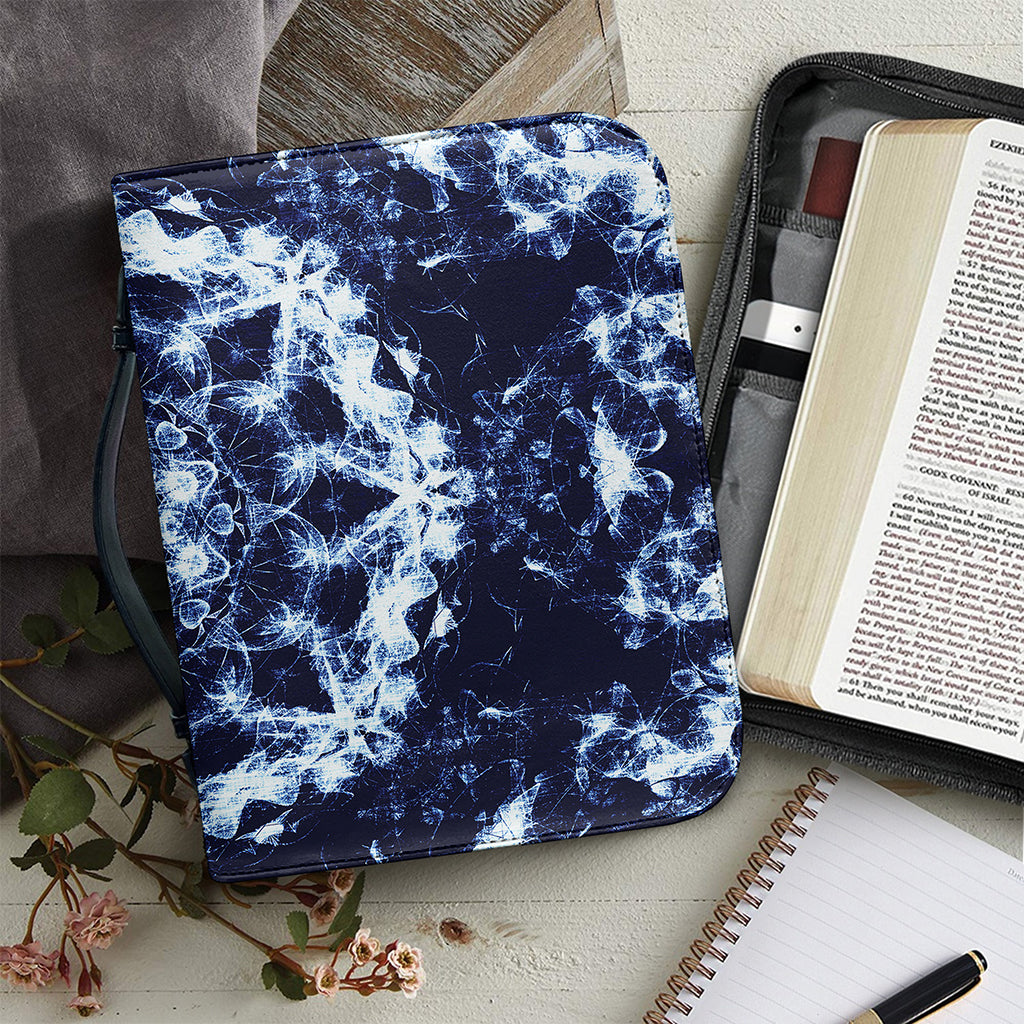 Blue Winter Mandala Print Leather Bible Cover