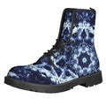 Blue Winter Mandala Print Lace-Up Boots