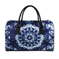 Blue Winter Mandala Print Leather Duffel Bag