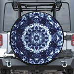 Blue Winter Mandala Print Leather Spare Tire Cover