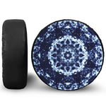 Blue Winter Mandala Print Leather Spare Tire Cover