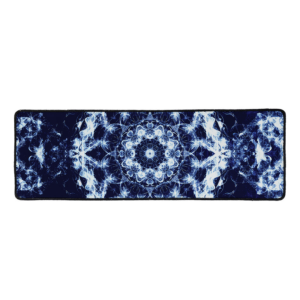 Blue Winter Mandala Print Long Kitchen Mat