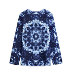 Blue Winter Mandala Print Long Sleeve Short Coat