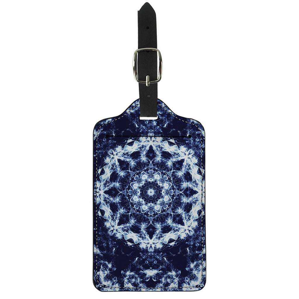 Blue Winter Mandala Print Luggage Tag
