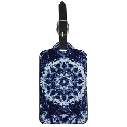 Blue Winter Mandala Print Luggage Tag