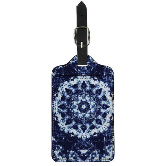 Blue Winter Mandala Print Luggage Tag