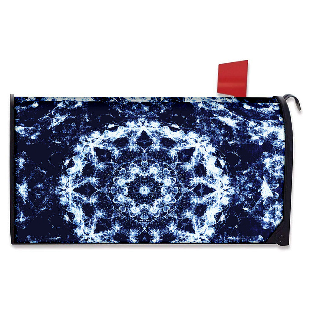 Blue Winter Mandala Print Mailbox Cover