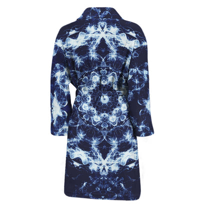 Blue Winter Mandala Print Men's Bathrobe