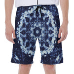 Blue Winter Mandala Print Men's Beach Shorts