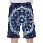 Blue Winter Mandala Print Men's Beach Shorts
