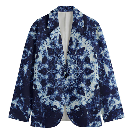 Blue Winter Mandala Print Men's Blazer