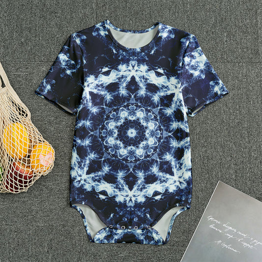 Blue Winter Mandala Print Men's Bodysuit