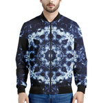 Blue Winter Mandala Print Men's Bomber Jacket