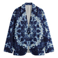 Blue Winter Mandala Print Men's Cotton Blazer
