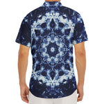 Blue Winter Mandala Print Men's Deep V-Neck Shirt