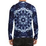 Blue Winter Mandala Print Men's Long Sleeve Rash Guard