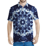 Blue Winter Mandala Print Men's Polo Shirt