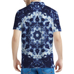 Blue Winter Mandala Print Men's Polo Shirt