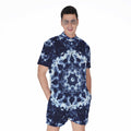 Blue Winter Mandala Print Men's Romper