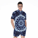 Blue Winter Mandala Print Men's Rompers