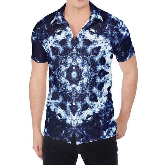 Blue Winter Mandala Print Men's Shirt
