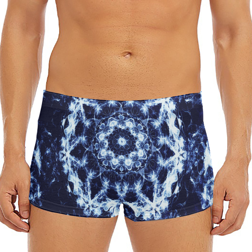 Blue Winter Mandala Print Men's Short Boxer Briefs