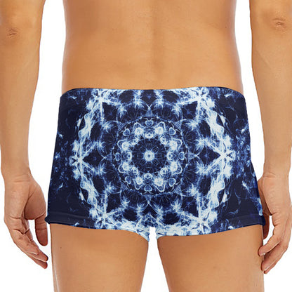 Blue Winter Mandala Print Men's Short Boxer Briefs