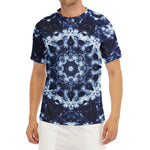 Blue Winter Mandala Print Men's Short Sleeve Rash Guard