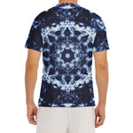 Blue Winter Mandala Print Men's Short Sleeve Rash Guard