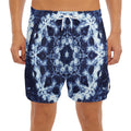 Blue Winter Mandala Print Men's Split Running Shorts