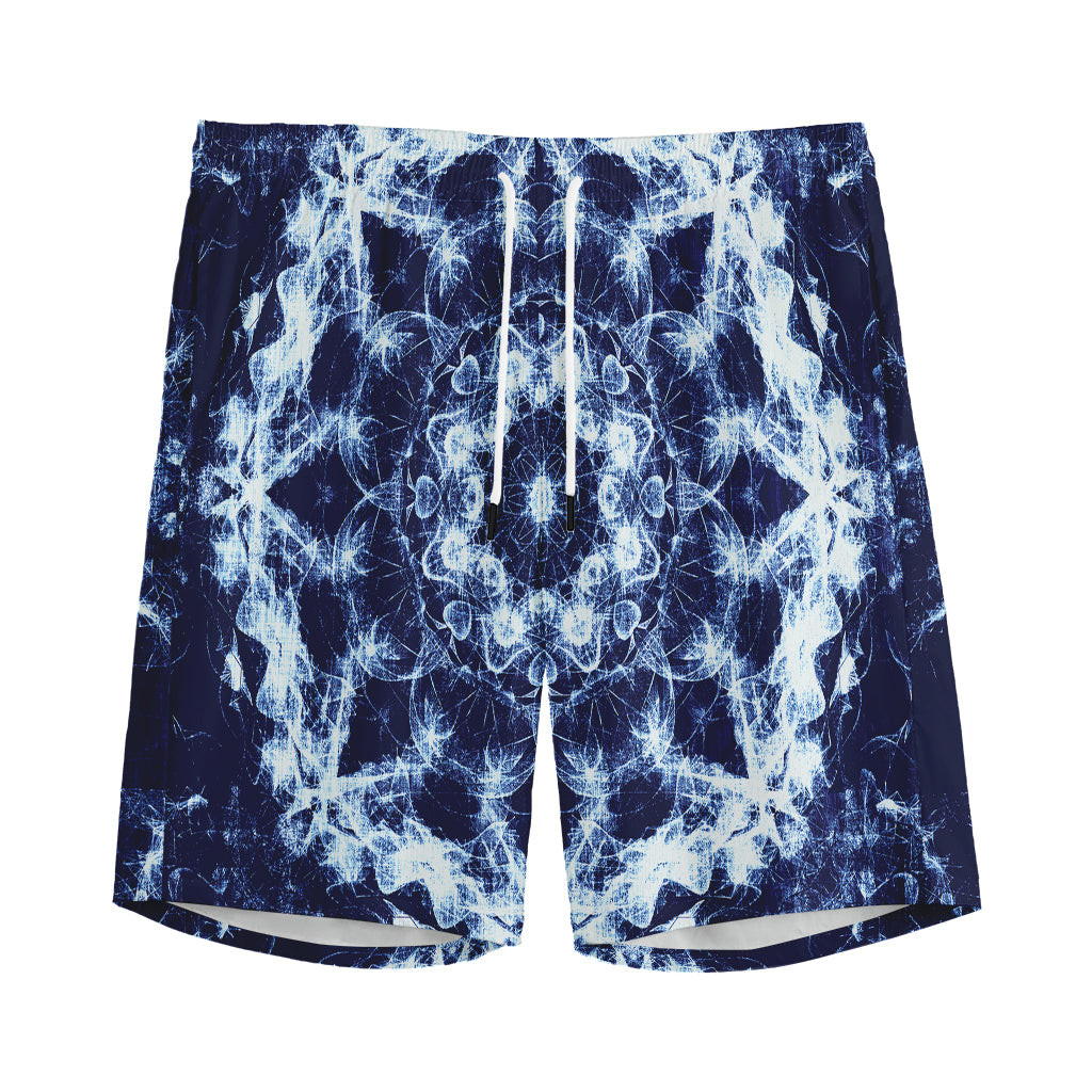 Blue Winter Mandala Print Men's Sports Shorts
