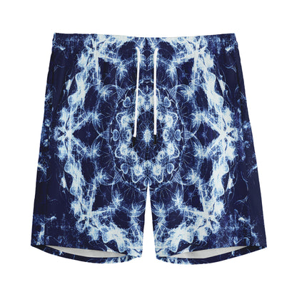 Blue Winter Mandala Print Men's Sports Shorts