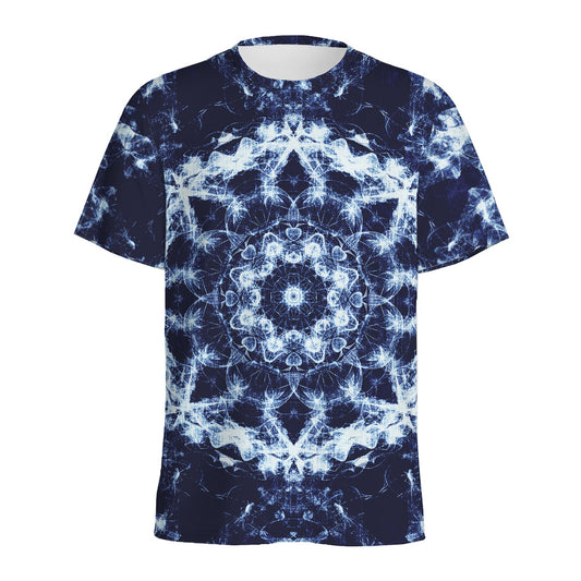 Blue Winter Mandala Print Men's Sports T-Shirt