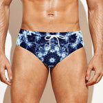 Blue Winter Mandala Print Men's Swim Briefs