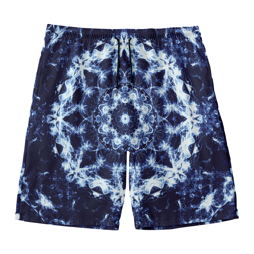Blue Winter Mandala Print Men's Swim Trunks