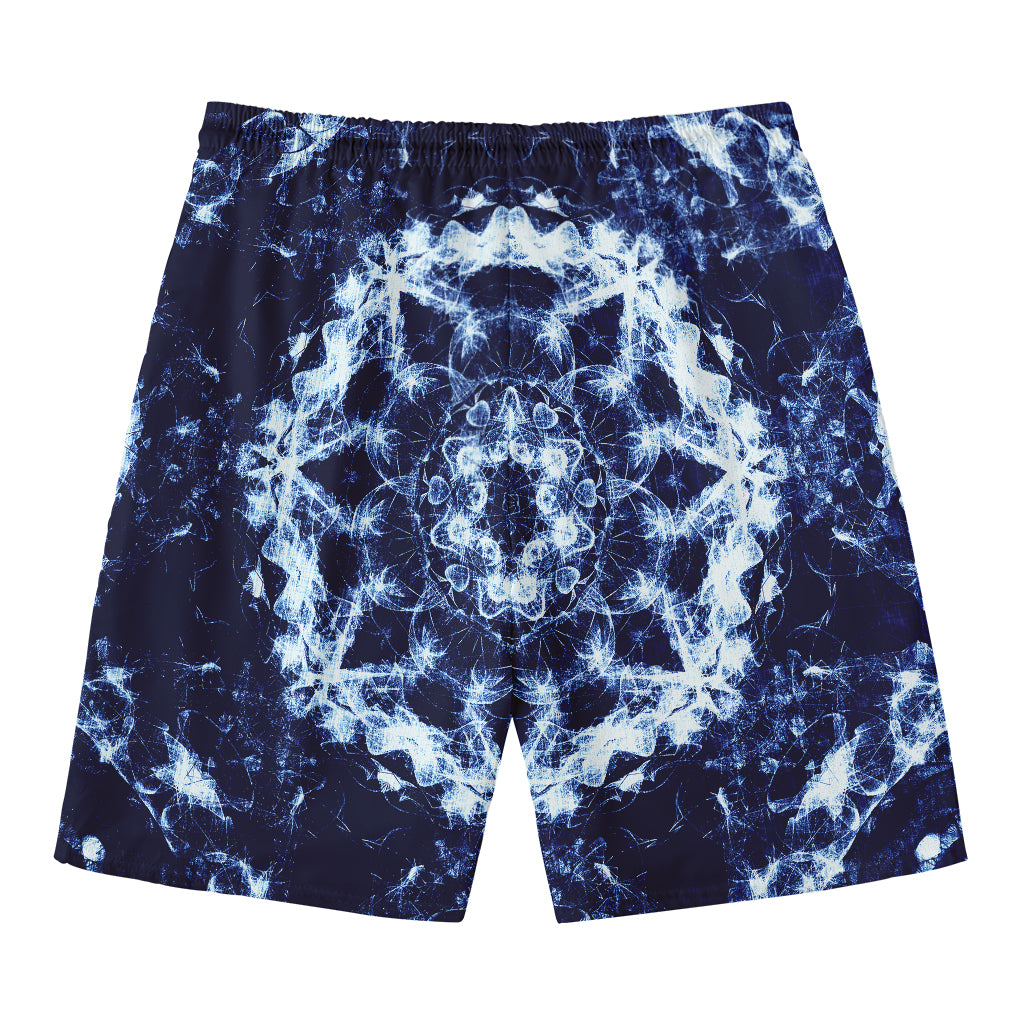 Blue Winter Mandala Print Men's Swim Trunks