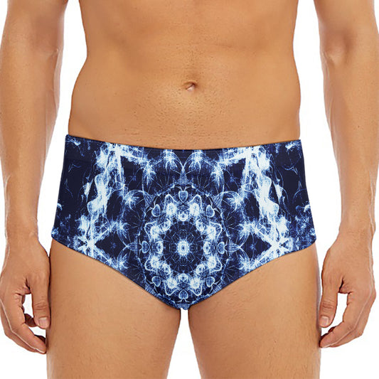 Blue Winter Mandala Print Men's Triangle Swim Briefs