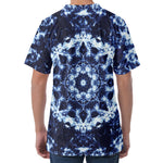 Blue Winter Mandala Print Men's Velvet T-Shirt