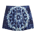 Blue Winter Mandala Print Mesh Shorts