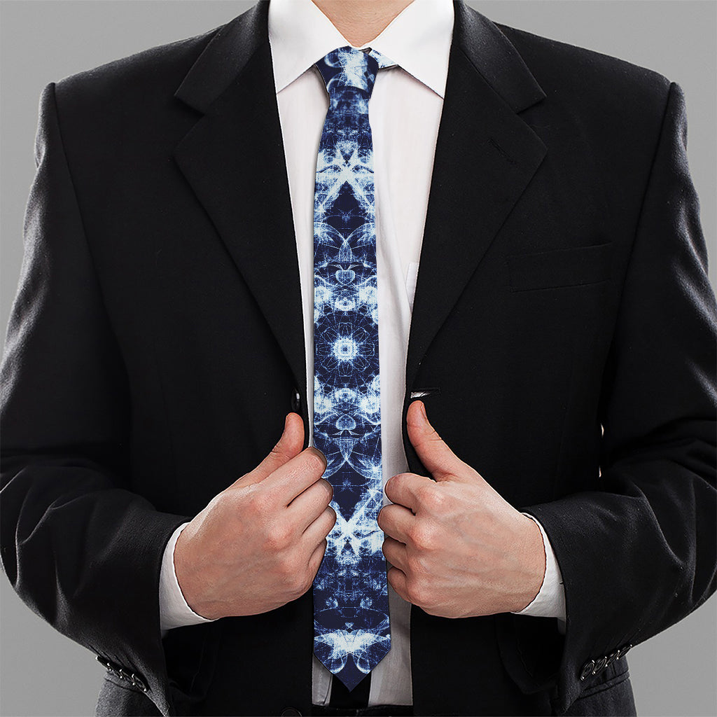 Blue Winter Mandala Print Necktie