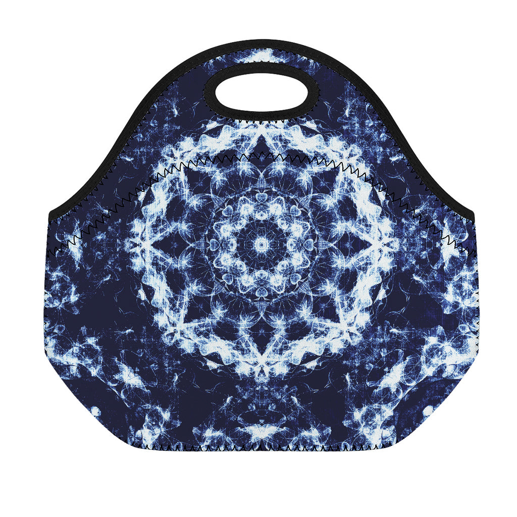 Blue Winter Mandala Print Neoprene Lunch Bag