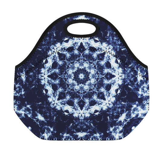 Blue Winter Mandala Print Neoprene Lunch Bag