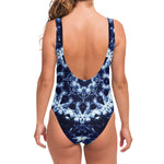 Blue Winter Mandala Print One Piece Swimsuit